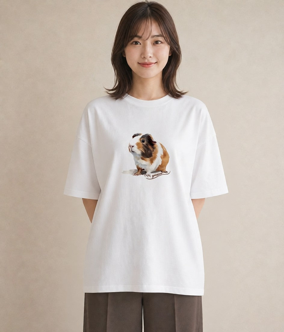 プリントTシャツ レディース デグー ペット 動物 イラスト カフェコーデ 旅行用 海 白T YMAZO