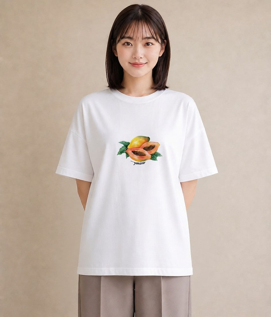Tシャツ レディース メロン 食べ物 フード イラスト ガーリー 姉妹 送別ギフト 白T YMAZO