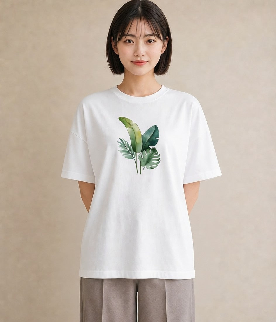 デザインTシャツ レディース バナナ 食べ物 フード イラスト ラフカジュアル 春服 ミセス 白T YMAZO