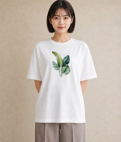 デザインTシャツ レディース バナナ 食べ物 フード イラスト ラフカジュアル 春服 ミセス 白T YMAZO