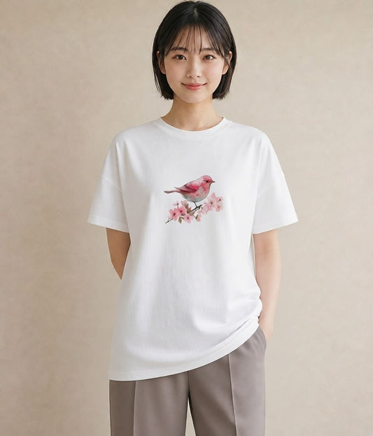 Tシャツ レディース 文鳥 ペット 動物 イラスト 上品 夏コーデ 通学 白T YMAZO