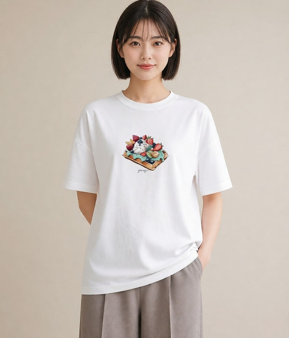 デザインTシャツ レディース あんみつ 食べ物 フード イラスト 休日コーデ 通勤 在宅 白T YMAZO