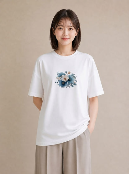 プリントTシャツ レディース ポスト 野の花 レトロ ナチュラル アンティーク イラスト カジュアル 女子会 お揃い 白T YMAZO