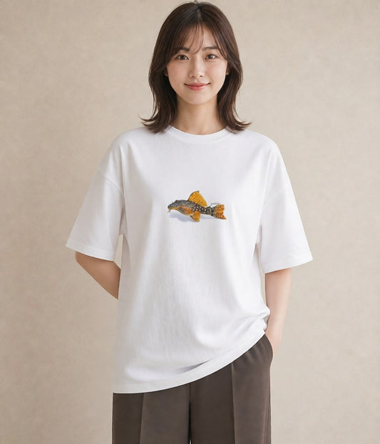 Tシャツ レディース 出目金 ペット 動物 イラスト ナチュラル 休日 ペアコーデ 白T YMAZO