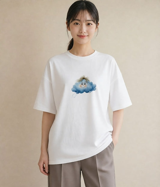 半袖Tシャツ レディース 空 星空 宇宙 イラスト 韓国風 敬老の日 ホワイトデー 白T YMAZO