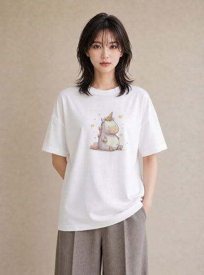 デザインTシャツ レディース サイ 動物 アニマル イラスト 北欧風 母の日 ビーチ 白T YMAZO