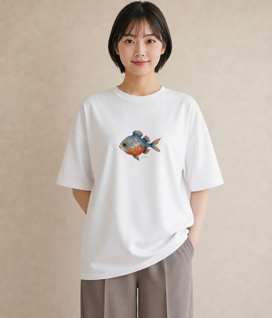 グラフィックTシャツ レディース 熱帯魚 海の生き物 海 イラスト ガーリー 在宅 公園 白T YMAZO