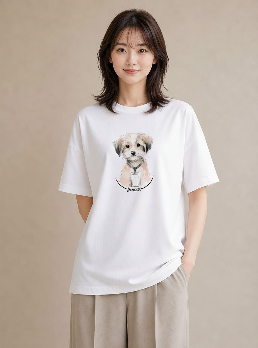 プリントTシャツ レディース ミックス犬 犬 いぬ イラスト きれいめカジュアル 通学 誕生日プレゼント 白T YMAZO