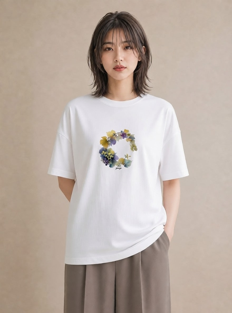 グラフィックTシャツ レディース 実り 植物 ボタニカル イラスト モード ギフト 母の日 白T YMAZO
