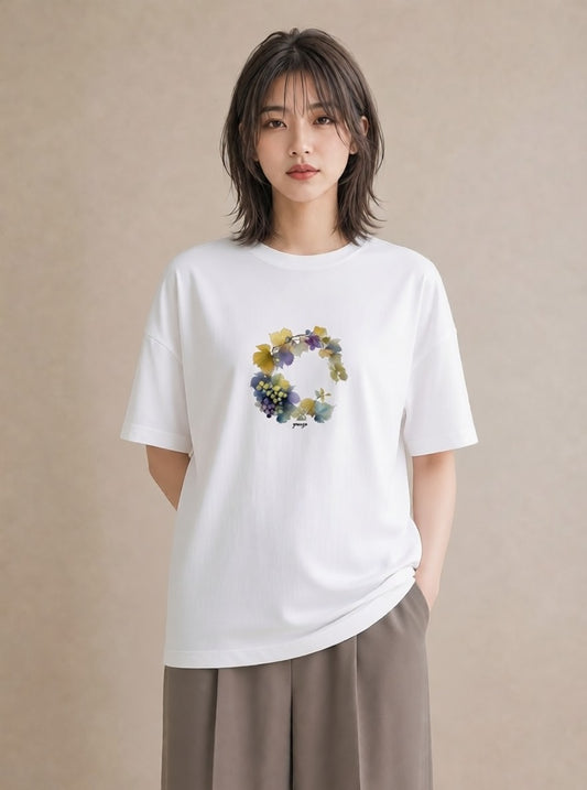 グラフィックTシャツ レディース 実り 植物 ボタニカル イラスト モード ギフト 母の日 白T YMAZO