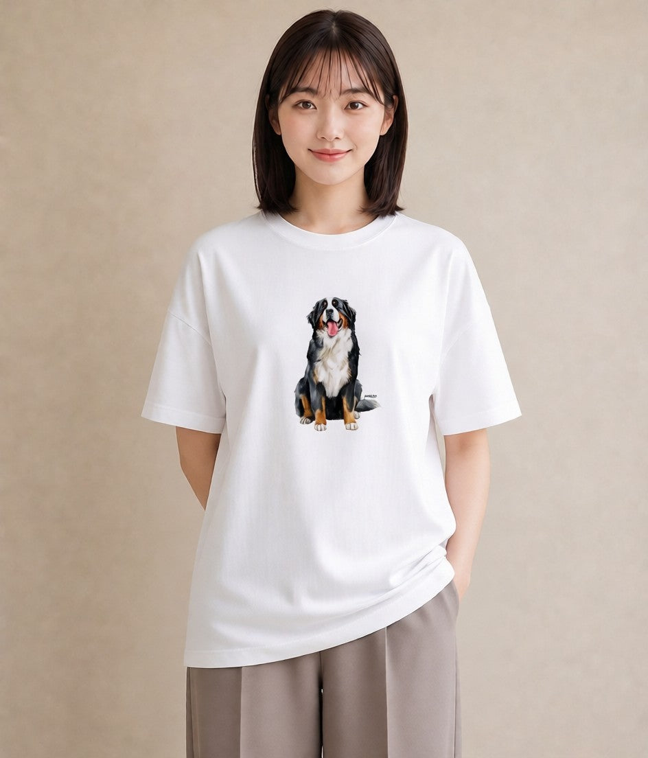 Tシャツ レディース 老犬 犬 いぬ イラスト 普段使い 在宅 公園 白T YMAZO