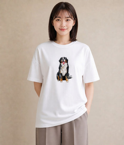 Tシャツ レディース 老犬 犬 いぬ イラスト 普段使い 在宅 公園 白T YMAZO