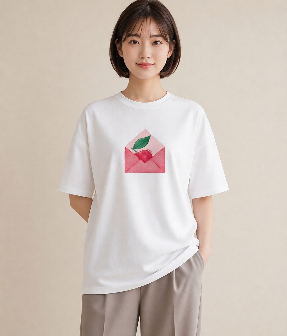 Tシャツ レディース 封蝋 手紙 アンティーク ナチュラル イラスト お洒落 カフェ巡り 女子会 白T YMAZO