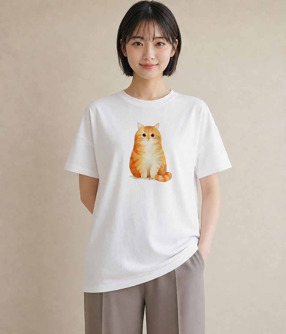 Tシャツ レディース ペルシャ 猫 ねこ イラスト お揃い 親子 白T YMAZO