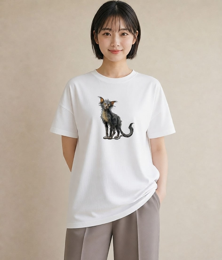 グラフィックTシャツ レディース ソマリ 猫 ねこ イラスト 休日コーデ カフェ服 クリスマス 白T YMAZO
