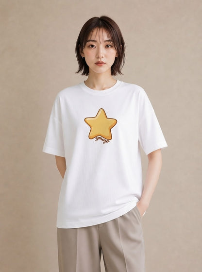 デザインTシャツ レディース スター 星空 宇宙 イラスト ガーリー 女性向けギフト 散歩 白T YMAZO