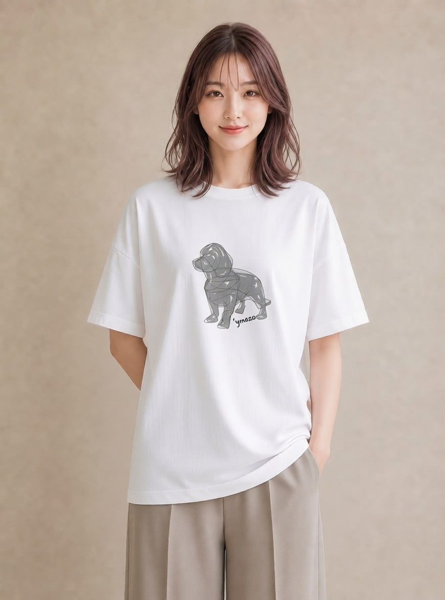 デザインTシャツ レディース 犬 いぬ わんこ イラスト ゆるコーデ おしゃれギフト 社会人 白T YMAZO