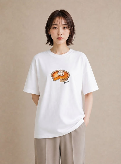 デザインTシャツ レディース どら焼き 食べ物 フード イラスト 北欧風 自分用 ルームウェア 白T YMAZO