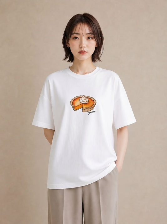 デザインTシャツ レディース どら焼き 食べ物 フード イラスト 北欧風 自分用 ルームウェア 白T YMAZO