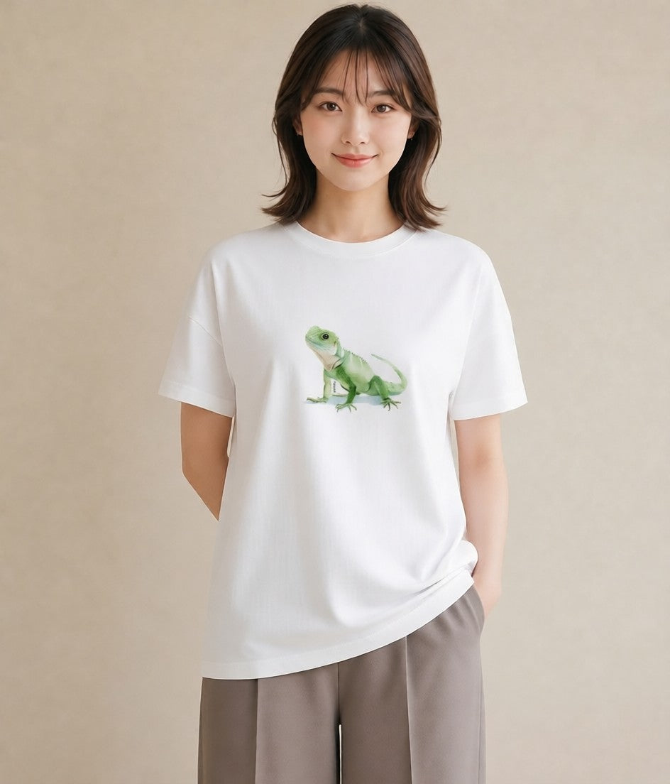 Tシャツ レディース アマガエル ペット 動物 イラスト ボタニカル 母娘コーデ 自分用 白T YMAZO