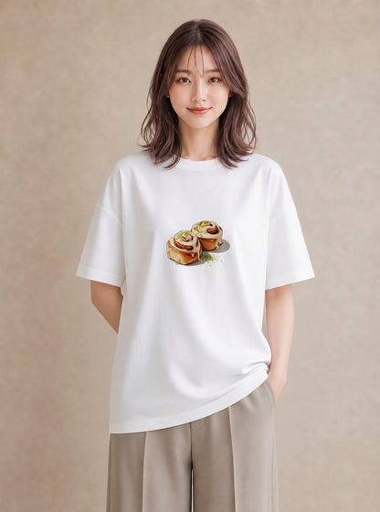 半袖Tシャツ レディース あんみつ 食べ物 フード イラスト ニュアンス 自分用 ルームウェア 白T YMAZO
