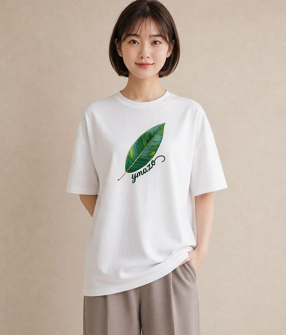 半袖Tシャツ レディース 葉っぱ 植物 ボタニカル イラスト モード 女子会 お揃い 白T YMAZO