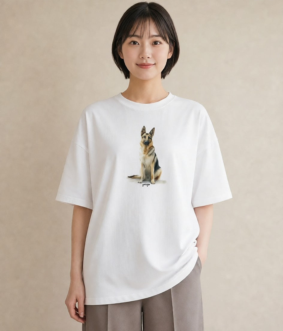 デザインTシャツ レディース 愛犬 犬 いぬ イラスト ゆるコーデ カフェ服 クリスマス 白T YMAZO