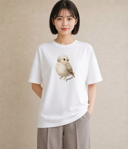 グラフィックTシャツ レディース フクロウ 動物 アニマル イラスト ゆるかわ ビーチ デイリーウェア 白T YMAZO