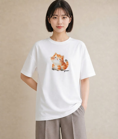 プリントTシャツ レディース ベンガル 猫 ねこ イラスト ユニーク 母の日 ビーチ 白T YMAZO