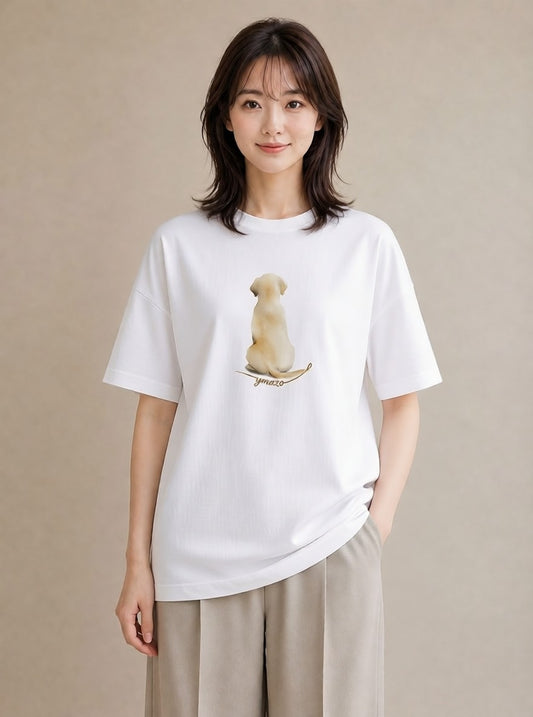 半袖Tシャツ レディース ラブラドールレトリバー 犬 いぬ イラスト お洒落 在宅 公園 白T YMAZO