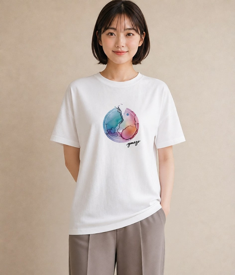 Tシャツ レディース 魚座 星空 宇宙 イラスト ヴィンテージ風 旅行用 海 白T YMAZO