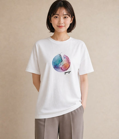 Tシャツ レディース 魚座 星空 宇宙 イラスト ヴィンテージ風 旅行用 海 白T YMAZO