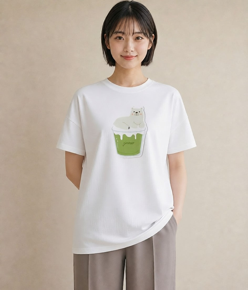 半袖Tシャツ レディース パフェ 食べ物 フード イラスト 休日コーデ ビーチ デイリーウェア 白T YMAZO