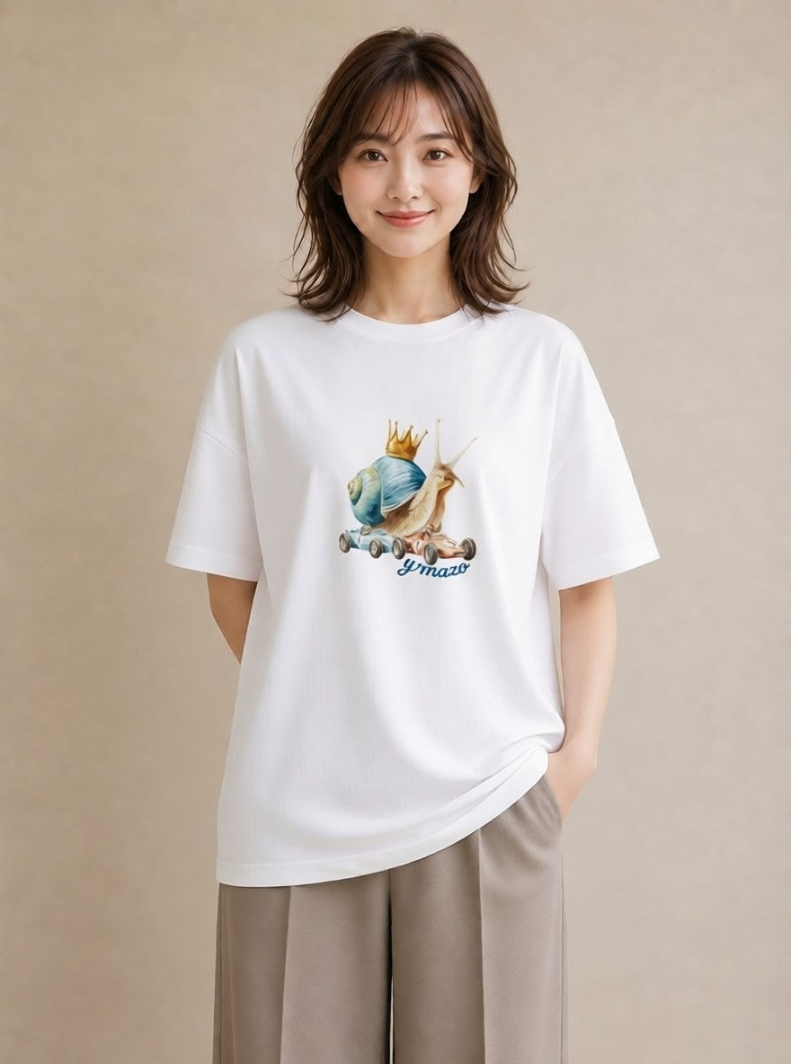 プリントTシャツ レディース かたつむり 昆虫 虫 イラスト ニュアンス 母娘コーデ 自分用 白T YMAZO