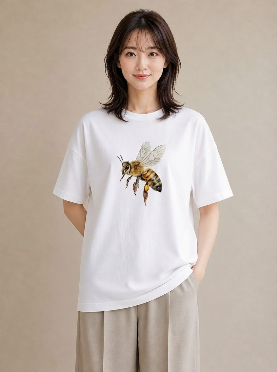 Tシャツ レディース ハニー 食べ物 フード イラスト ラフ 送別ギフト 通勤 白T YMAZO