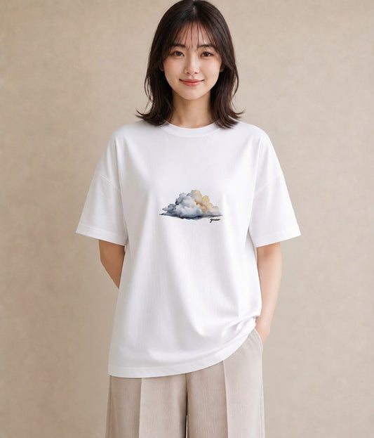 グラフィックTシャツ レディース 雲 星空 宇宙 イラスト ミニマル お出かけ 普段着 白T YMAZO