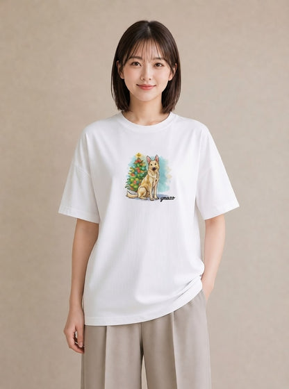 プリントTシャツ レディース ジャーマンシェパード 犬 いぬ イラスト ラフカジュアル お揃い 親子 白T YMAZO