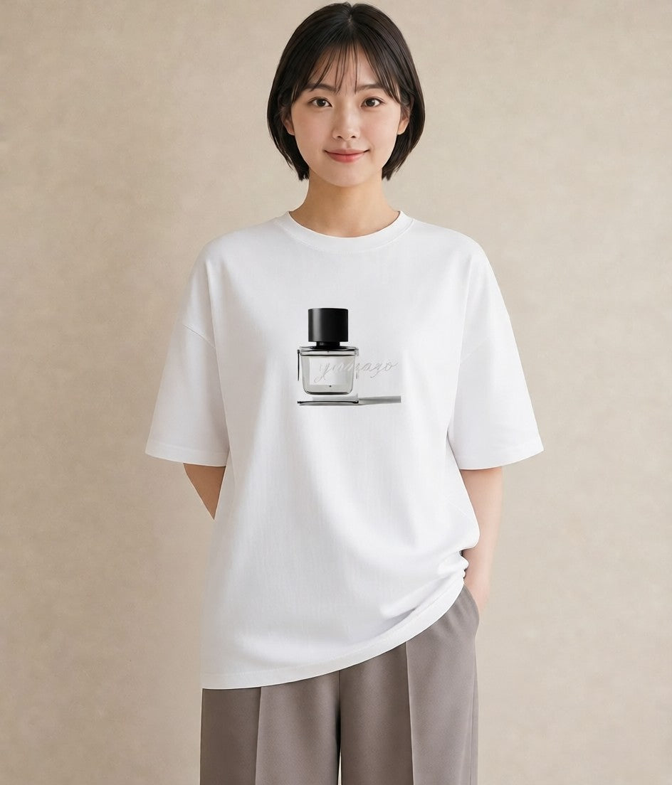 Tシャツ レディース 香水 香水瓶 パフューム イラスト ルームウェア ギフト 白T YMAZO