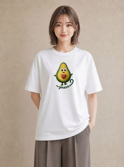 プリントTシャツ レディース アボカド 食べ物 フード イラスト ヴィンテージ風 お揃い 親子 白T YMAZO