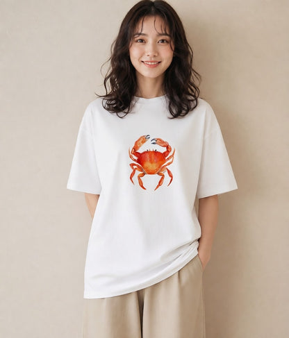 デザインTシャツ レディース ヤドカリ 海の生き物 海 イラスト ラフ ルームウェア ギフト 白T YMAZO