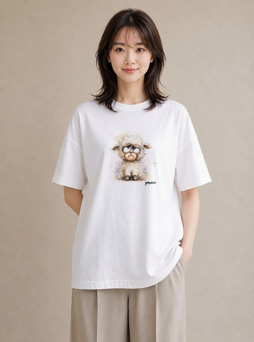 半袖Tシャツ レディース アルパカ 動物 アニマル イラスト レトロ 女子会 お揃い 白T YMAZO