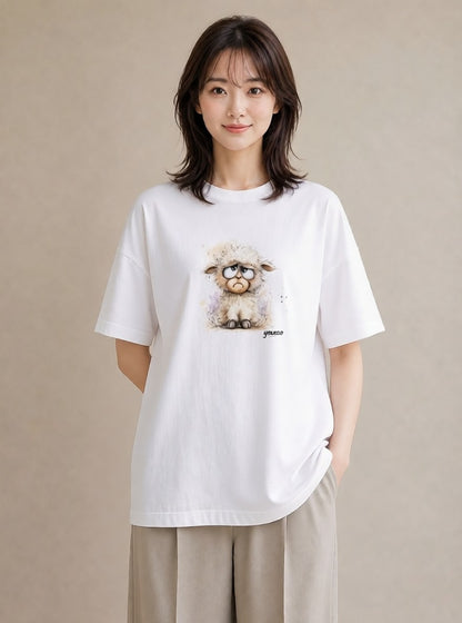 半袖Tシャツ レディース アルパカ 動物 アニマル イラスト レトロ 女子会 お揃い 白T YMAZO