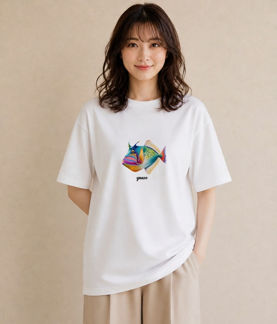 グラフィックTシャツ レディース カクレクマノミ 海の生き物 海 イラスト シンプル 公園 ママ 白T YMAZO