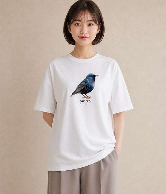 プリントTシャツ レディース 小鳥 ペット 動物 イラスト レトロ 休日 ペアコーデ 白T YMAZO