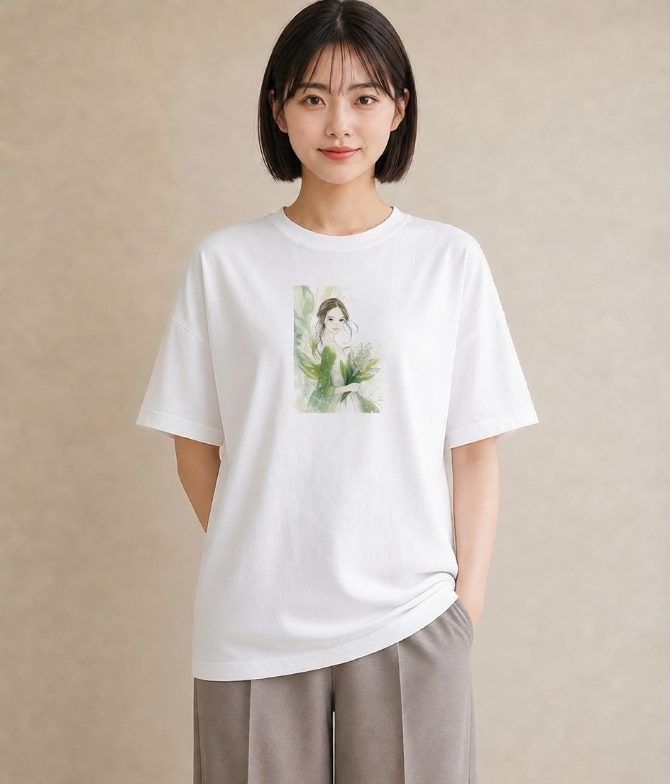 グラフィックTシャツ レディース すずらん 花 花柄 イラスト ゆるコーデ 旅行 母娘コーデ 白T YMAZO