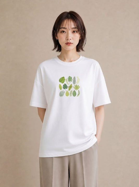 Tシャツ レディース モンステラ 植物 ボタニカル イラスト シンプル クリスマス 旅行 白T YMAZO
