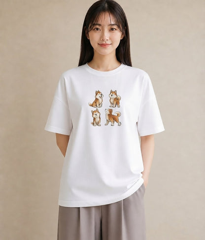 Tシャツ レディース サモエド 犬 いぬ イラスト フェミニン クリスマス 旅行 白T YMAZO