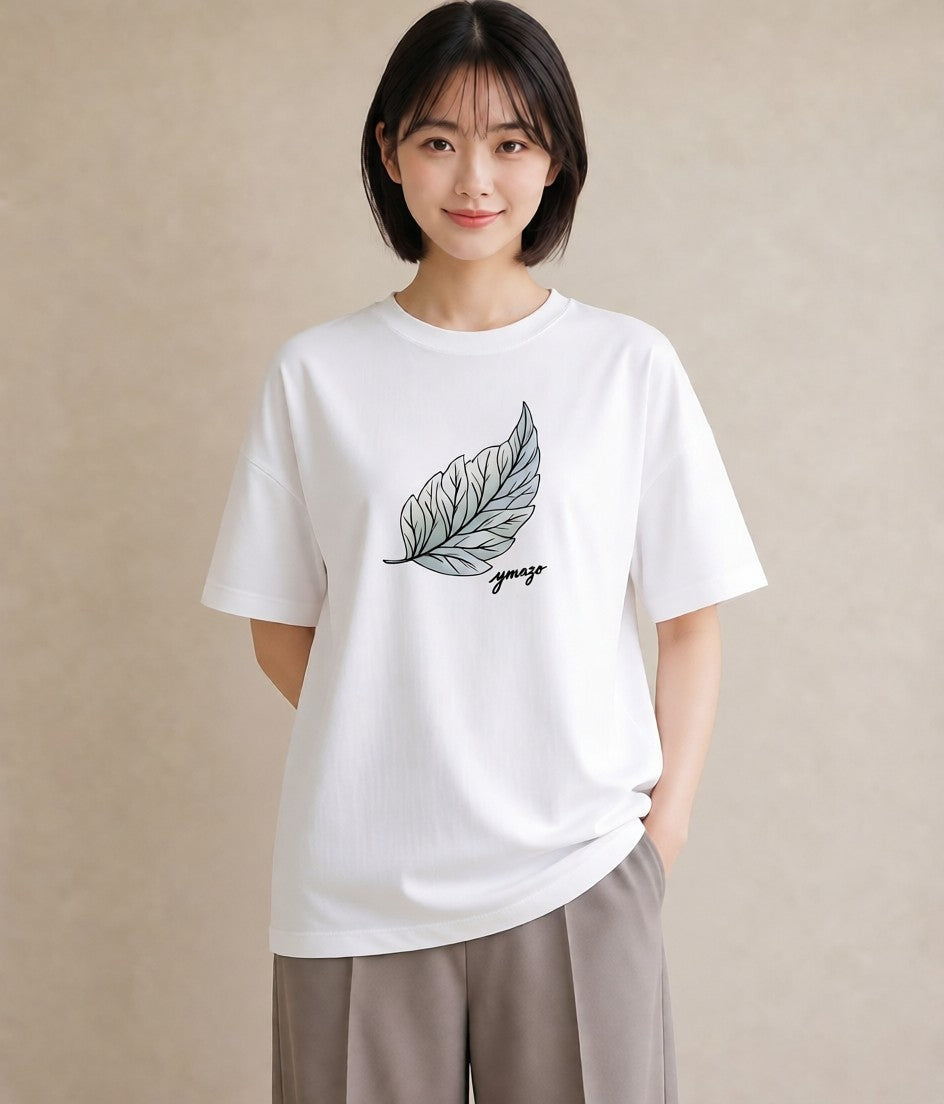 プリントTシャツ レディース 新緑 植物 ボタニカル イラスト ホワイトデー 春服 白T YMAZO
