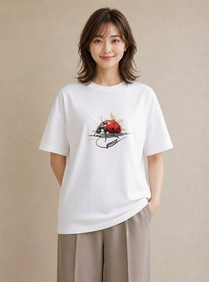 デザインTシャツ レディース てんとう虫 昆虫 虫 イラスト 母娘コーデ 自分用 白T YMAZO