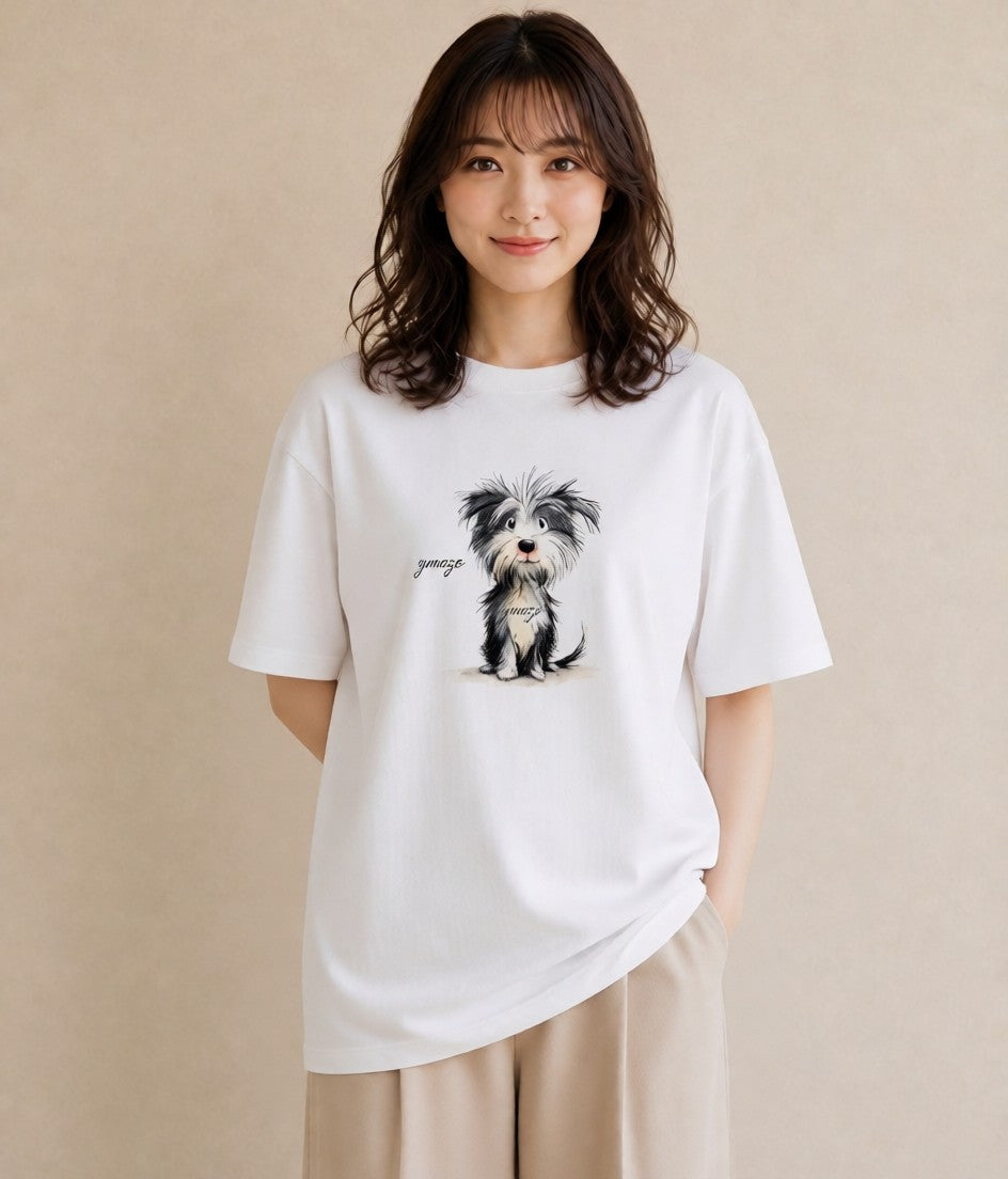 Tシャツ レディース 愛犬 犬 いぬ イラスト ポップ 買い物 夏コーデ 白T YMAZO